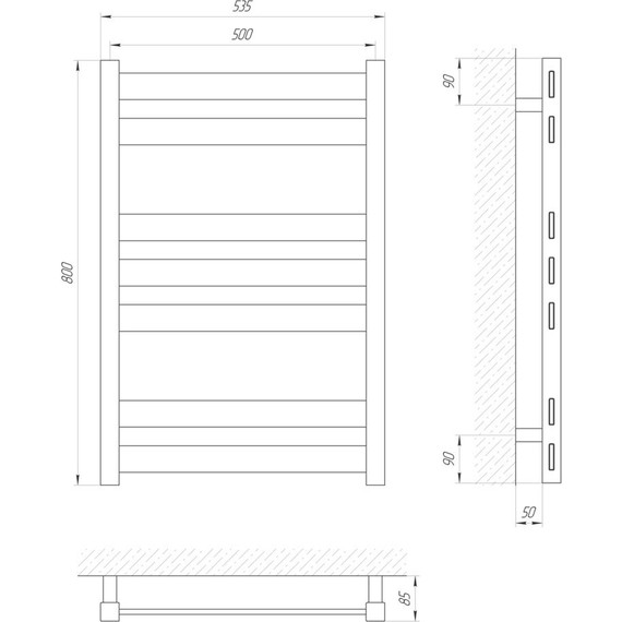 Полотенцесушитель водяной Laris Бонд Сатин 500х800 - фото, картинка 2 Полотенцесушитель водяной Laris Бонд Сатин 500х800 - фото 2