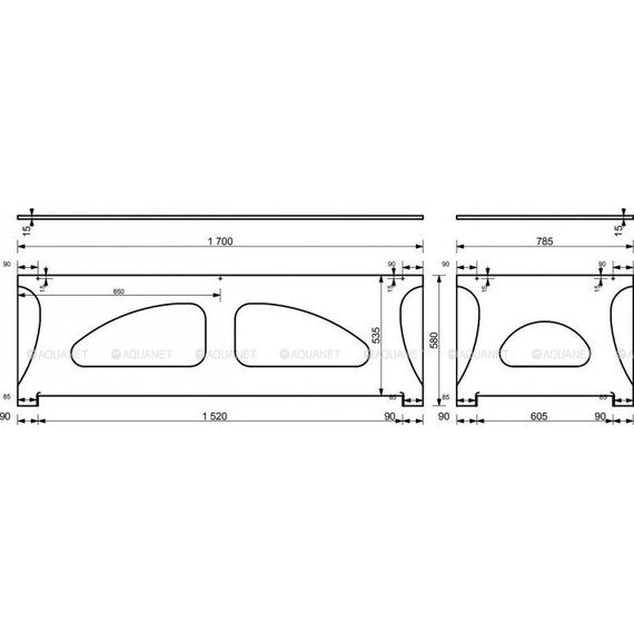 Экран фронтальный для ванны Aquanet Bright Stone 170 см - фото 2