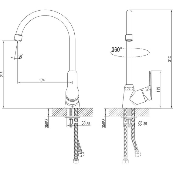 Смеситель для кухни Azario AZ-HU245897 - фото 2