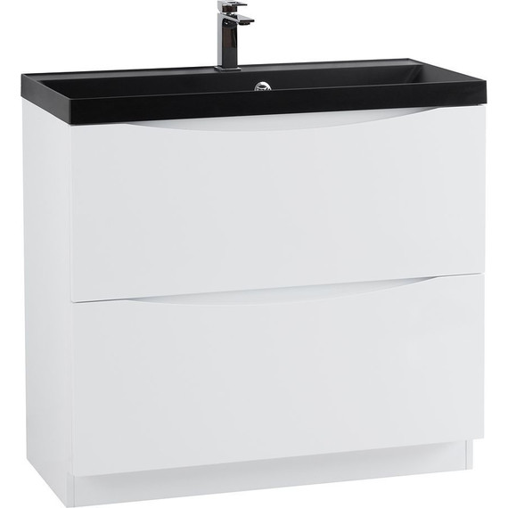 Тумба напольная с раковиной BelBagno MARINO-800-2C-PIA-BL-P 80 см, Bianco Lucido (раковина BB800/450-LV-ART-AST-NERO) - фото 