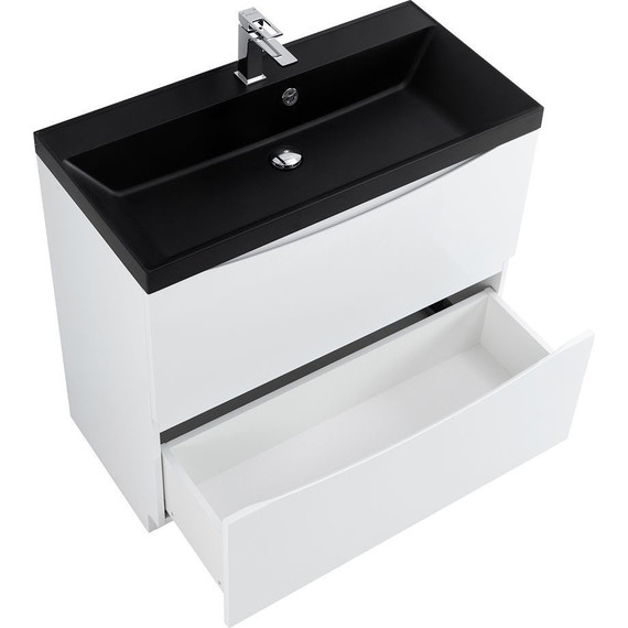 Тумба напольная с раковиной BelBagno MARINO-800-2C-PIA-BL-P 80 см, Bianco Lucido (раковина BB800/450-LV-ART-AST-NERO) - фото 2