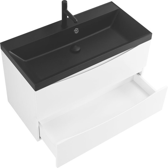 Тумба подвесная с раковиной BelBagno MARINO-800-2C-SO-BO-P 80 см, Bianco Opaco (раковина BB800/450-LV-ART-AST-NERO) - фото 2