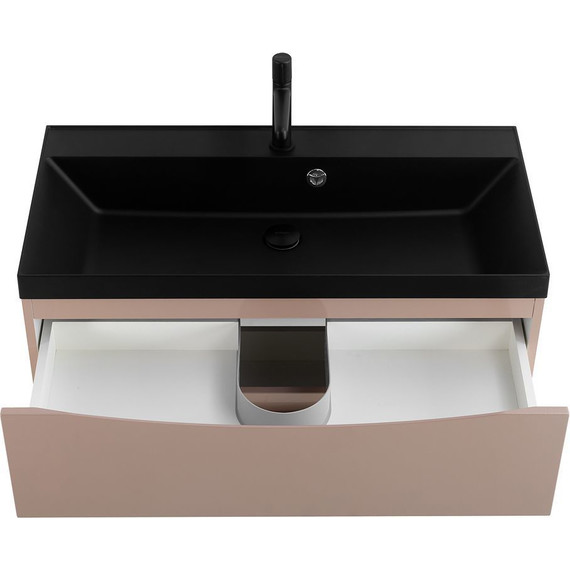 Тумба подвесная с раковиной BelBagno MARINO-800-2C-SO-CL-P 80 см, Cappuccino Lucido (раковина BB800/450-LV-ART-AST-NERO) - фото 4