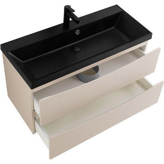 Тумба подвесная с раковиной BelBagno MARINO-800-2C-SO-CO-P 80 см, Crema Opaco (раковина BB800/450-LV-ART-AST-NERO) - фото 3