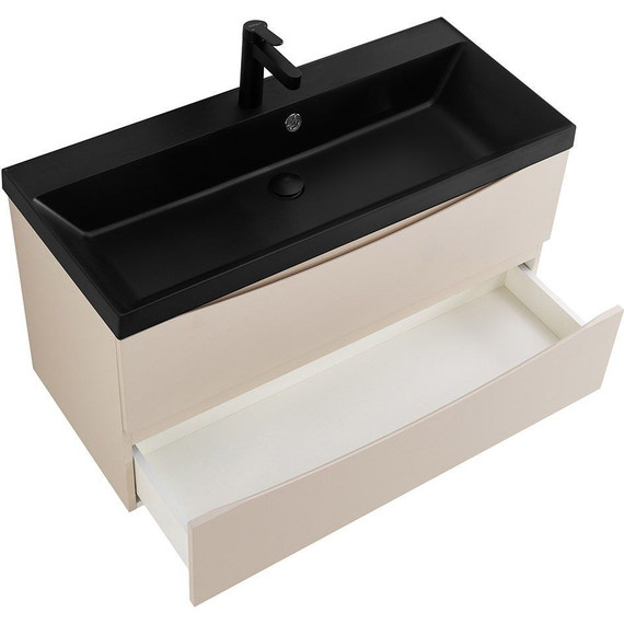 Тумба подвесная с раковиной BelBagno MARINO-800-2C-SO-CO-P 80 см, Crema Opaco (раковина BB800/450-LV-ART-AST-NERO) - фото 4