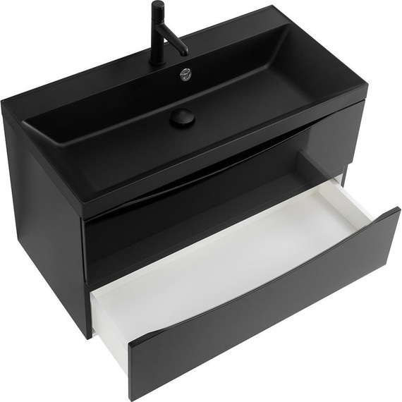 Тумба подвесная с раковиной BelBagno MARINO-800-2C-SO-NL-P 80 см, Nero Lucido (раковина BB800/450-LV-ART-AST-NERO) - фото 6