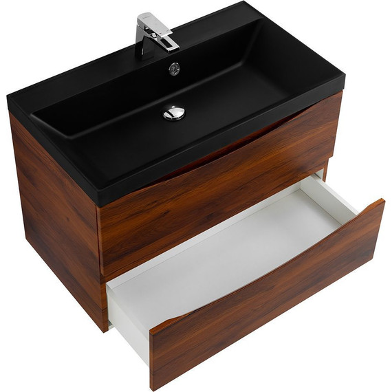 Тумба подвесная с раковиной BelBagno MARINO-800-2C-SO-RC-P 80 см, Rovere Cillegio (раковина BB800/450-LV-ART-AST-NERO) - фото 3