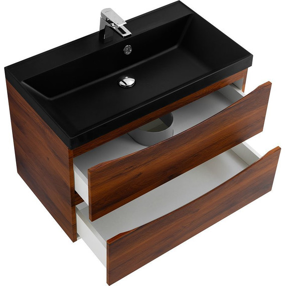 Тумба подвесная с раковиной BelBagno MARINO-800-2C-SO-RC-P 80 см, Rovere Cillegio (раковина BB800/450-LV-ART-AST-NERO) - фото 7