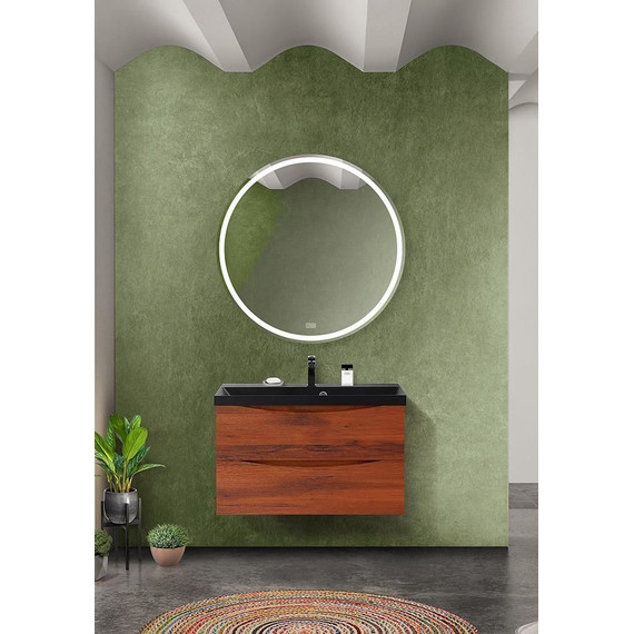 Тумба подвесная с раковиной BelBagno MARINO-800-2C-SO-RC-P 80 см, Rovere Cillegio (раковина BB800/450-LV-ART-AST-NERO) - фото 8