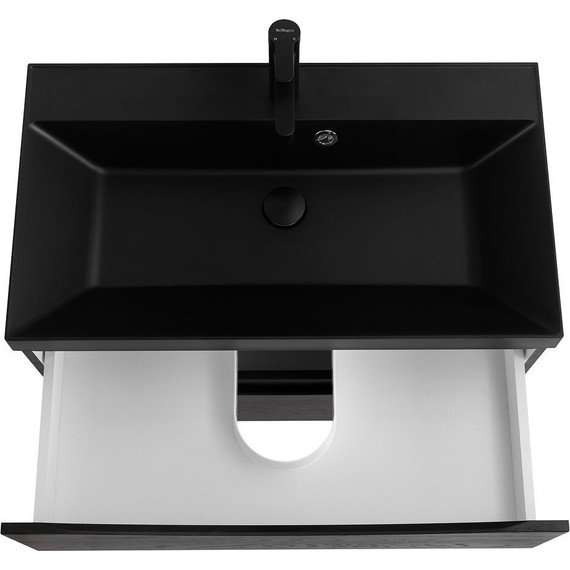 Тумба подвесная с раковиной BelBagno MARINO-800-2C-SO-RCA-P 80 см, Rovere Cioccolato Amaro (раковина BB800/450-LV-ART-AST-NERO) - фото 4