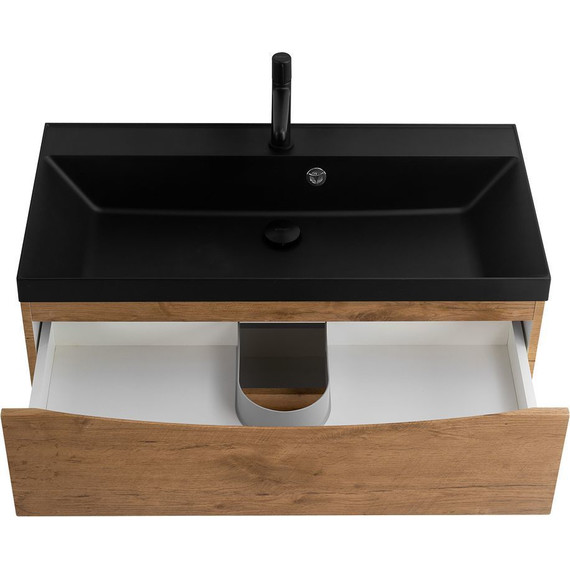 Тумба подвесная с раковиной BelBagno MARINO-800-2C-SO-RN-P 80 см, Rovere Nature (раковина BB800/450-LV-ART-AST-NERO) - фото 4