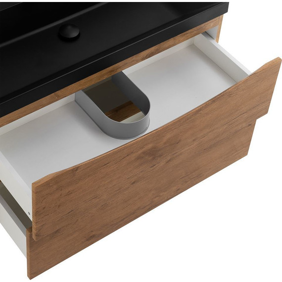 Тумба подвесная с раковиной BelBagno MARINO-800-2C-SO-RN-P 80 см, Rovere Nature (раковина BB800/450-LV-ART-AST-NERO) - фото 5