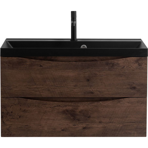 Тумба подвесная с раковиной BelBagno MARINO-800-2C-SO-RW-P 80 см, Rovere Moro (раковина BB800/450-LV-ART-AST-NERO) - фото 4