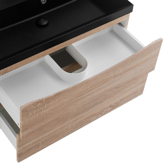 Тумба подвесная с раковиной BelBagno MARINO-800-2C-SO-WO-P 80 см, Rovere Bianco (раковина BB800/450-LV-ART-AST-NERO) - фото 5