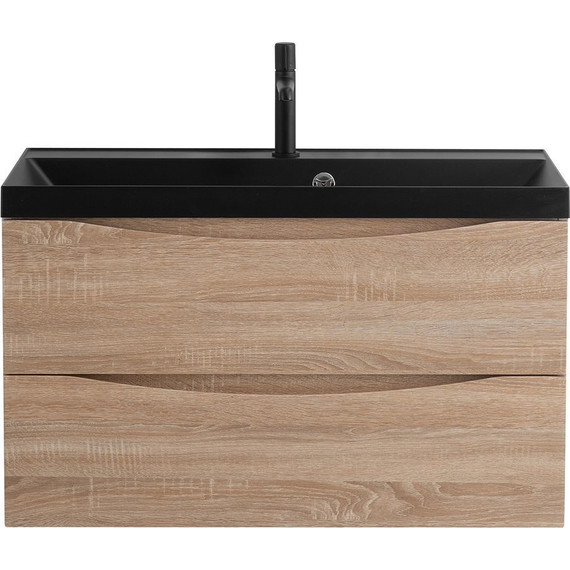 Тумба подвесная с раковиной BelBagno MARINO-800-2C-SO-WO-P 80 см, Rovere Bianco (раковина BB800/450-LV-ART-AST-NERO) - фото 6