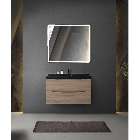 Тумба подвесная с раковиной BelBagno MARINO-800-2C-SO-WO-P 80 см, Rovere Bianco (раковина BB800/450-LV-ART-AST-NERO) - фото 7
