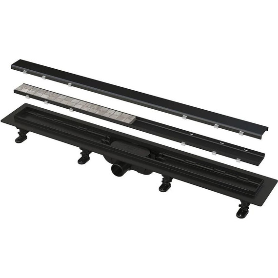 Трап Alcadrain 55 см APZ19BLACK-550, чёрный матовый (под плитку) - фото 