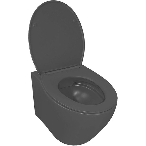 Унитаз подвесной безободковый Azario Keras AZ-99046B с тонкой крышкой микролифт, чёрный матовый, Цвет производителя: чёрный матовый - фото 3