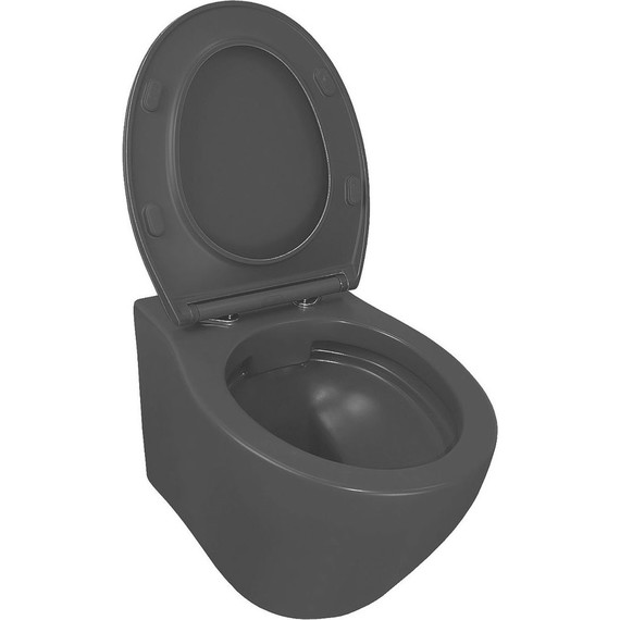 Унитаз подвесной безободковый Azario Keras AZ-99046B с тонкой крышкой микролифт, чёрный матовый, Цвет производителя: чёрный матовый - фото 4