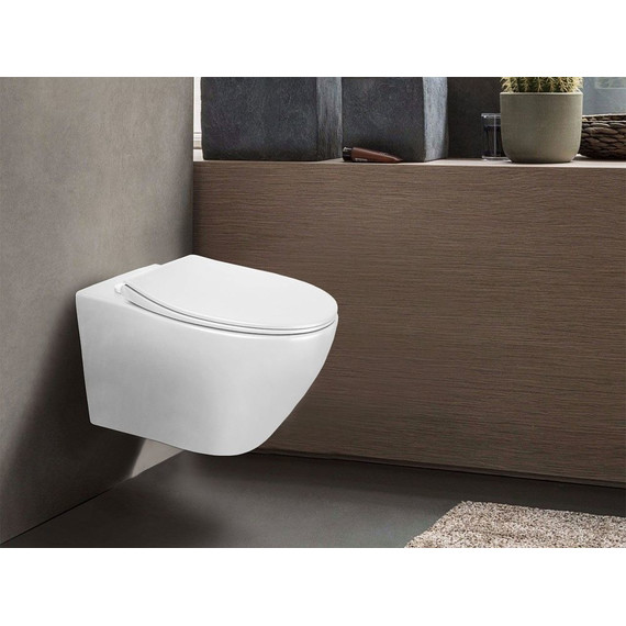 Унитаз подвесной безободковый Azario Keras AZ-99046W с тонкой крышкой микролифт, Цвет производителя: белый глянцевый - фото, картинка 11 Унитаз подвесной безободковый Azario Keras AZ-99046W с тонкой крышкой микролифт, Цвет производителя: белый глянцевый - фото 11