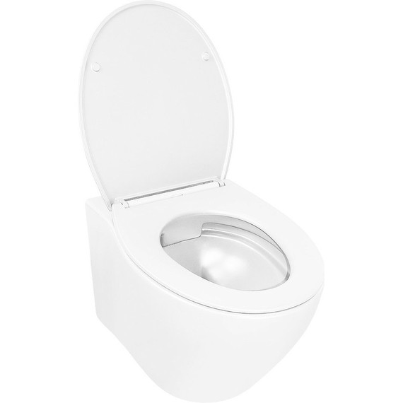 Унитаз подвесной безободковый Azario Keras AZ-99046W с тонкой крышкой микролифт, Цвет производителя: белый глянцевый - фото, картинка 3 Унитаз подвесной безободковый Azario Keras AZ-99046W с тонкой крышкой микролифт, Цвет производителя: белый глянцевый - фото 3