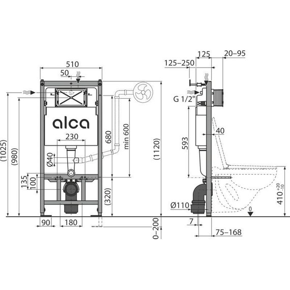 Инсталляция для подвесного унитаза Alcaplast AM101/1120-4:1 RU M578-0001 (кнопка смыва чёрная) - фото, картинка 4 Инсталляция для подвесного унитаза Alcaplast AM101/1120-4:1 RU M578-0001 (кнопка смыва чёрная) - фото 4