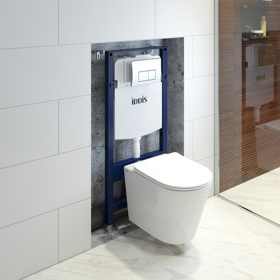Инсталляция с подвесным унитазом комплект: Iddis Basic BASC010i73, сиденье микролифт, кнопка смыва хром - фото 2