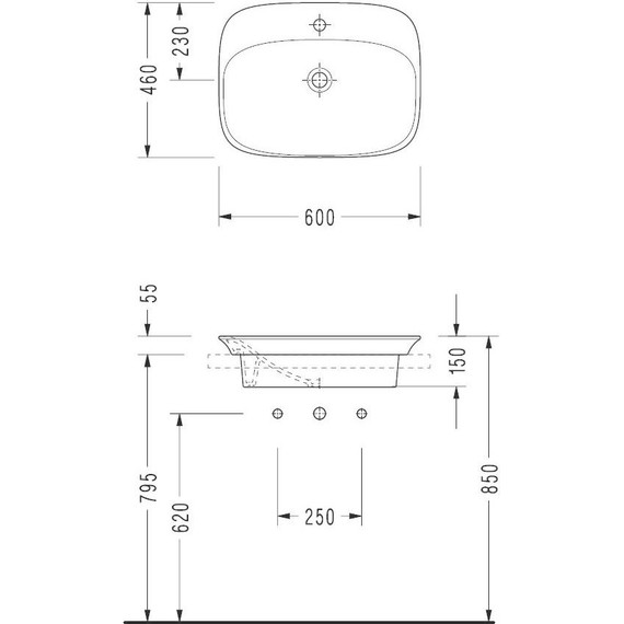 Раковина врезная на столешницу Serel Hera 60 см HR30TXS110H - фото 5