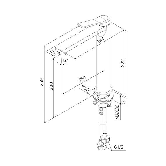 Смеситель для раковины высокий Iddis Parker PARBL01i01, чёрный матовый - фото 6