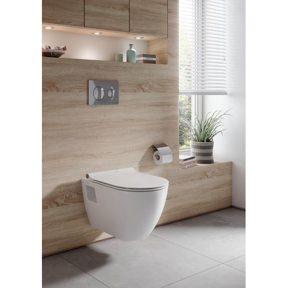 Унитаз подвесной безободковый Serel Smart SM46SL с тонкой крышкой микролифт - фото 2