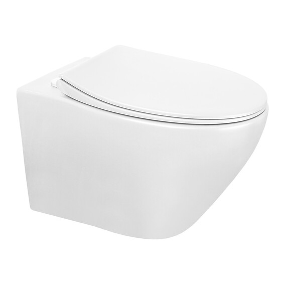 Унитаз подвесной безободковый Azario Keras AZ-99046W с тонкой крышкой микролифт, Цвет производителя: белый - фото 