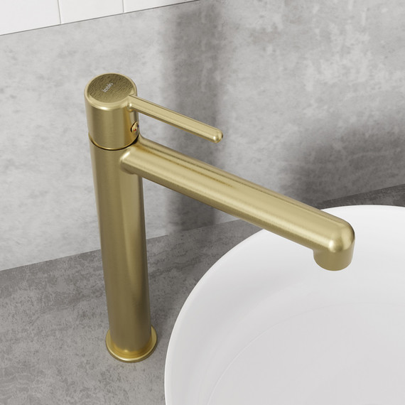 Смеситель для раковины высокий Iddis Aiger AIGMG01i01, золото матовое - фото 3