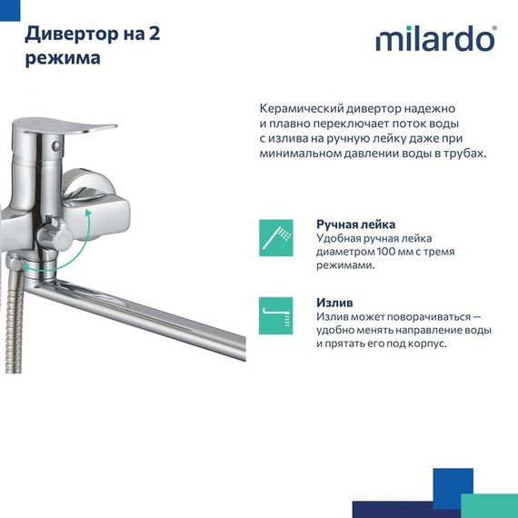 Смеситель для ванны Milardo Demi DEMSB00M10 - фото 8