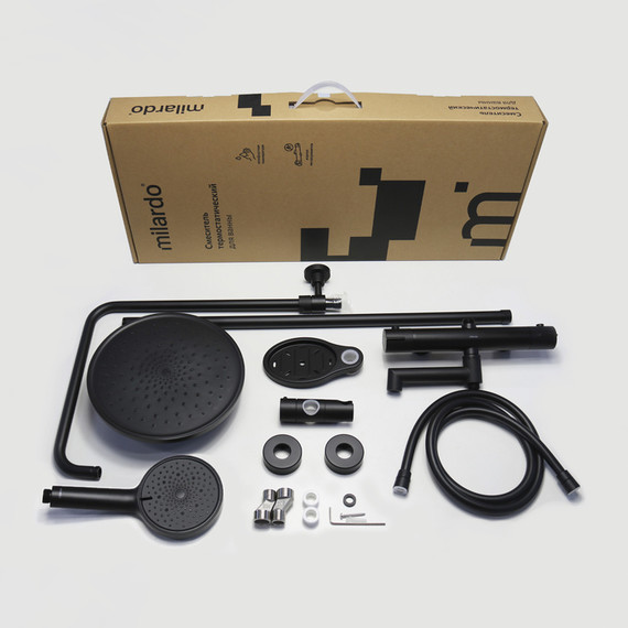 Душевая стойка с термостатом Milardo Ideal Spa ILSBLTHM06, чёрный матовый - фото 7