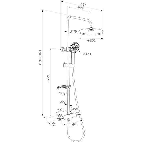 Душевая стойка с термостатом Milardo Ideal Spa ILSSBTHM89 - фото 4