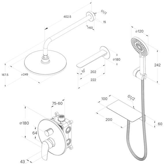 Душевая система для ванны Milardo Rora RORBL03M68, чёрный матовый - фото 4