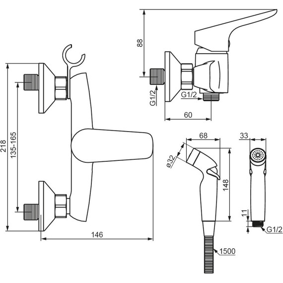 Набор для гигиенического душа Damixa Jupiter 778000300, чёрный - фото, картинка 5 Набор для гигиенического душа Damixa Jupiter 778000300, чёрный - фото 5
