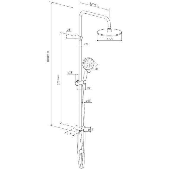 Душевая система Damixa Jupiter 977000200 без смесителя - фото 10