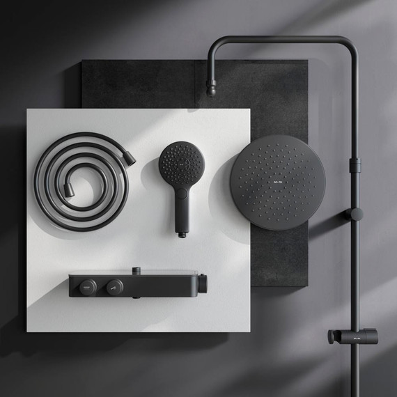 Душевая система AM.PM Inspire V2.0 F0750A422 с термостатом, чёрный, Цвет производителя: чёрный - фото 13