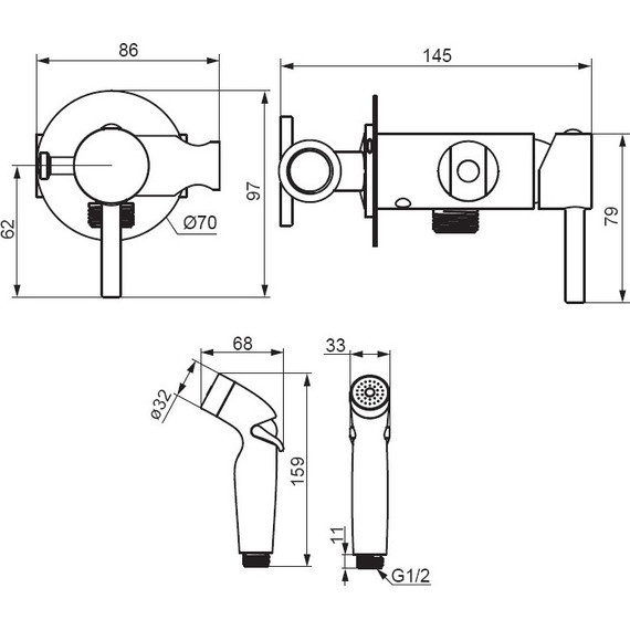 Набор для гигиенического душа Damixa Option 211000300, чёрный - фото 6