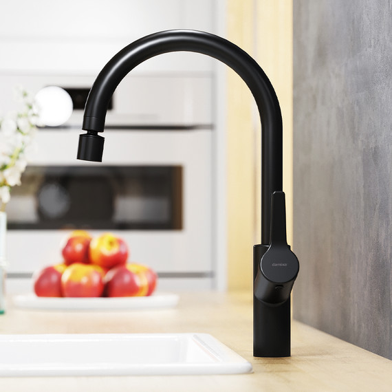 Смеситель для кухни Damixa Eclipse 310722300 с двухрежимным регулируемым аэратором, чёрный, Цвет производителя: чёрный - фото 3