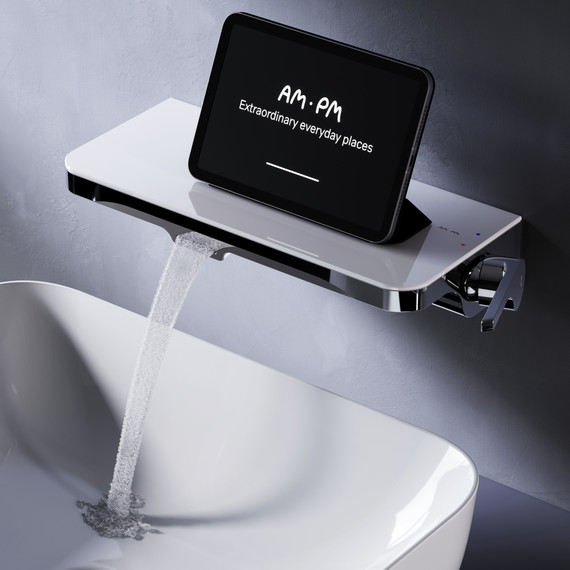 Смеситель для раковины AM.PM Func монтируемый в стену с полкой и каскадным изливом F8F72700, Цвет производителя: хром - фото 3