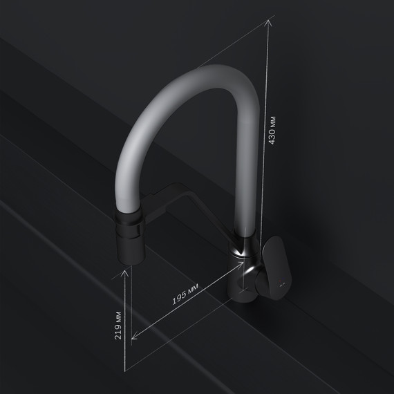 Смеситель для кухни AM.PM Like F8007825 для питьевой воды и гибким изливом, чёрный/серый, Цвет производителя: чёрный, серый - фото, картинка 15 Смеситель для кухни AM.PM Like F8007825 для питьевой воды и гибким изливом, чёрный/серый, Цвет производителя: чёрный, серый - фото 15