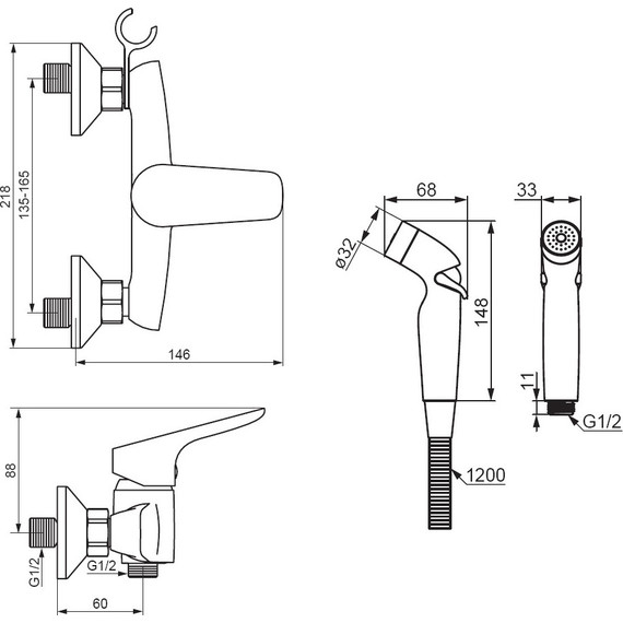 Набор для гигиенического душа Damixa Jupiter 778000000 с гигиенической лейкой, держателем и шлангом - фото 5