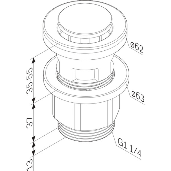 Донный клапан нажимной AM.PM AM.PM F0700P00, материал нержавеющая сталь - клапан/ ABS пластик - корпус - фото 5