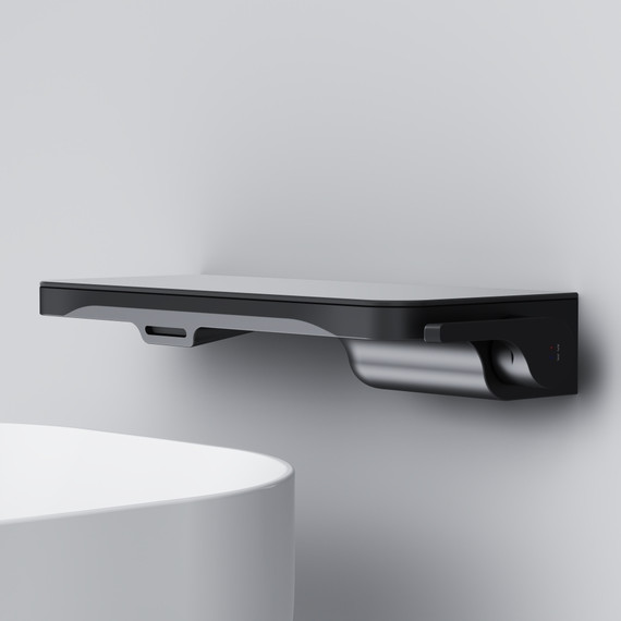 Смеситель для раковины AM.PM Func монтируемый в стену с полкой и каскадным изливом F8F72722, чёрный, Цвет производителя: чёрный - фото 6