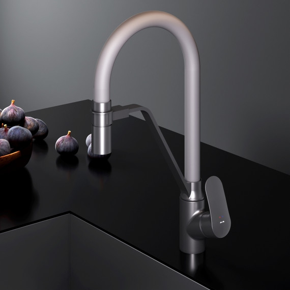 Смеситель для кухни AM.PM Like F8007825 для питьевой воды и гибким изливом, чёрный/серый, Цвет производителя: чёрный, серый - фото, картинка 8 Смеситель для кухни AM.PM Like F8007825 для питьевой воды и гибким изливом, чёрный/серый, Цвет производителя: чёрный, серый - фото 8