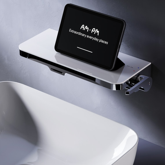 Смеситель для раковины AM.PM Func монтируемый в стену с полкой и каскадным изливом F8F72700, Цвет производителя: хром - фото 2