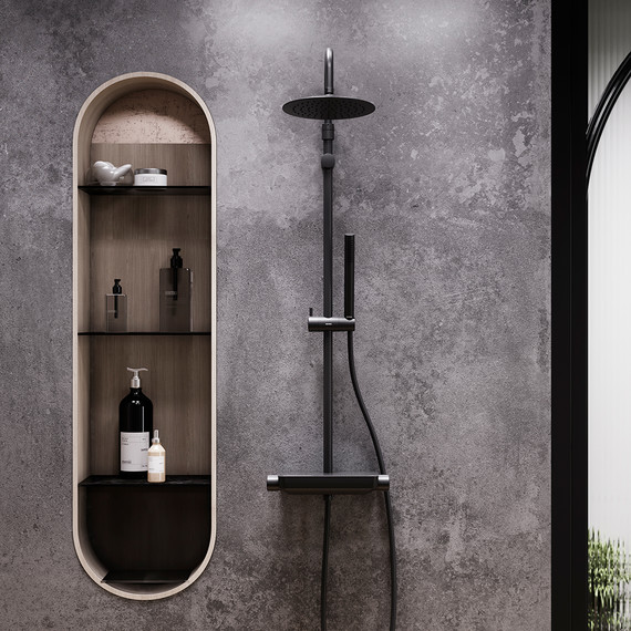 Душевая система c термостатом Damixa Scandinavian Pure 936780300, чёрный - фото 3