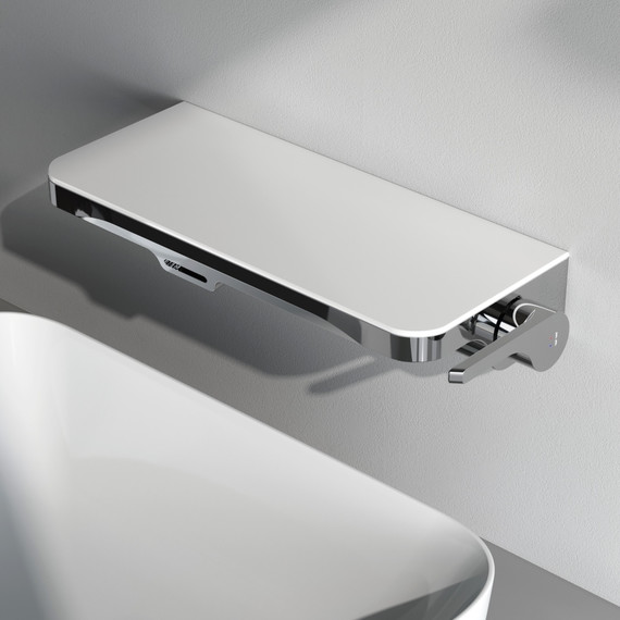 Смеситель для раковины AM.PM Func монтируемый в стену с полкой и каскадным изливом F8F72700, Цвет производителя: хром - фото 4